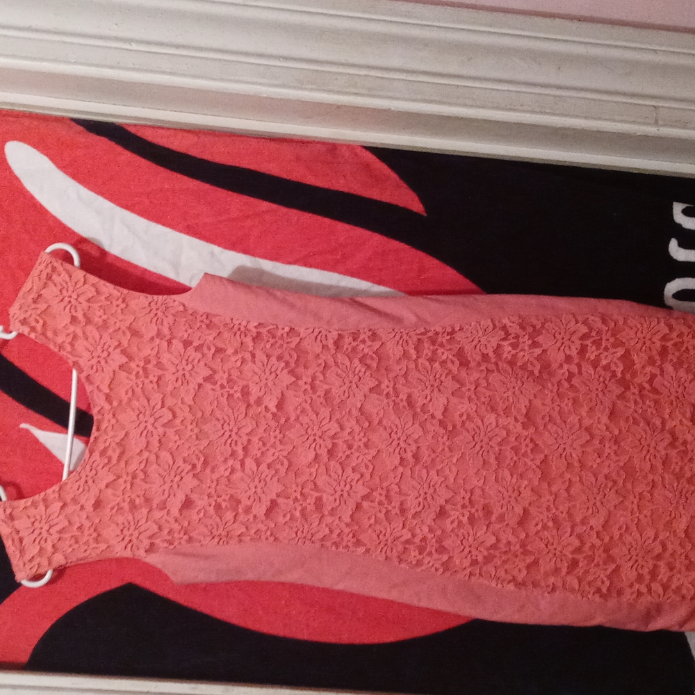 Woman's medium, sleeveless coral dress,